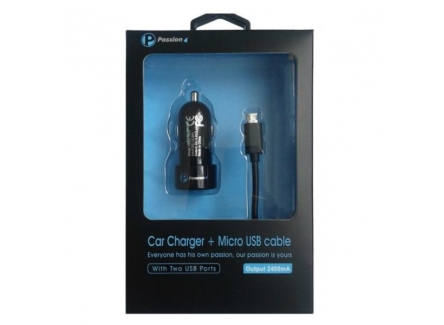 Passion4 1014 One USB Car Quick Charger 2.01m Micro USB Cable